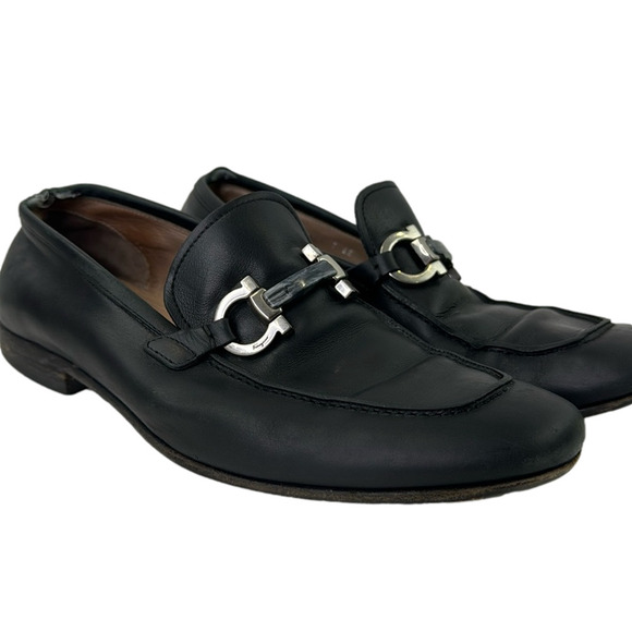 Salvatore Ferragamo Men's Black Leather Loafer Shoe - Picture 1 of 12